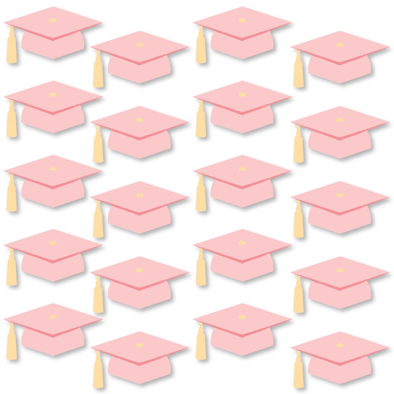 Big Dot of Happiness Pink Graduation Cap Decorations, DIY Large Grad Hat Cut-Outs, Double-Sided Rose Gold Grad Party Essentials - Set of 20